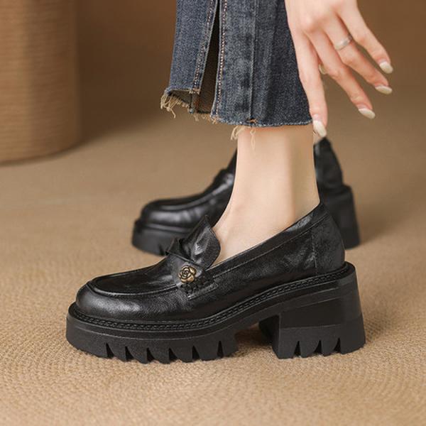 Elegant Handmade Leather Women's Shoes - Luxurious Craftsmanship(E123006Q45)