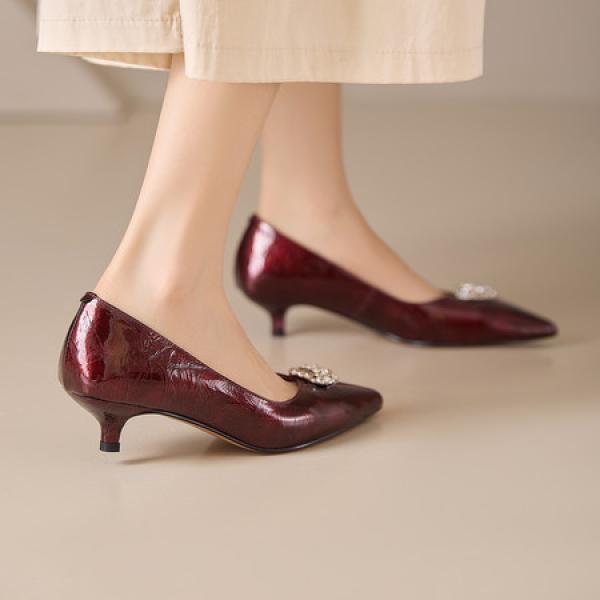Elegant Handcrafted Genuine Leather Women's Shoes of Luxury Quality(E5or76942)