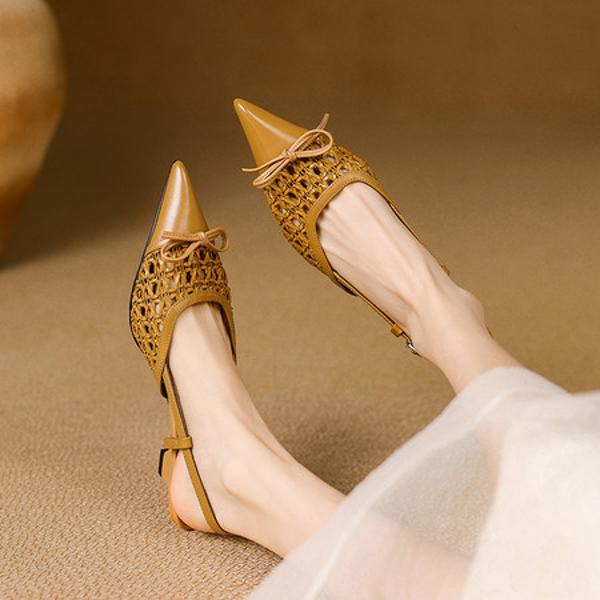Elegant Handcrafted Genuine Leather Women's Shoes: High-End Luxury Craftsmanship(E6haodianD569)