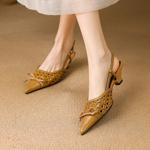 Elegant Handcrafted Genuine Leather Women's Shoes: High-End Luxury Craftsmanship(E6haodianD569)