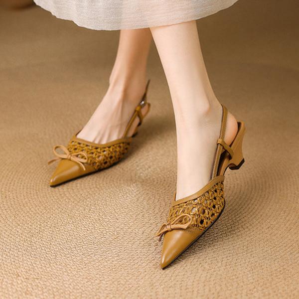 Elegant Handcrafted Genuine Leather Women's Shoes: High-End Luxury Craftsmanship(E6haodianD569)