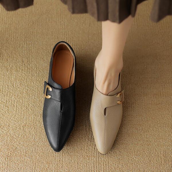 Elegant Handcrafted Genuine Leather Women's Shoes - Luxury Craftsmanship(Easn20181559)