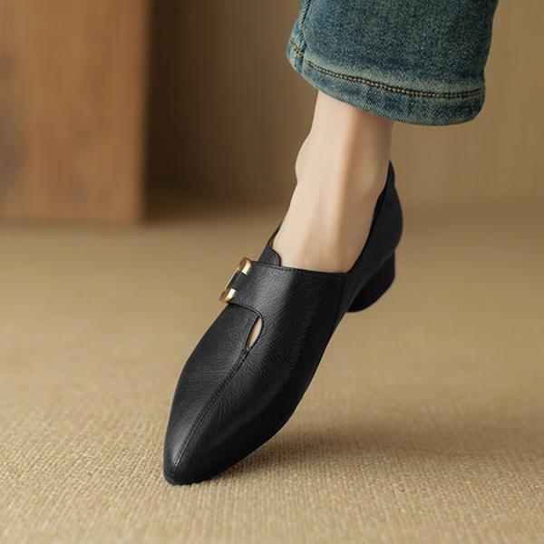 Elegant Handcrafted Genuine Leather Women's Shoes - Luxury Craftsmanship(Easn20181559)