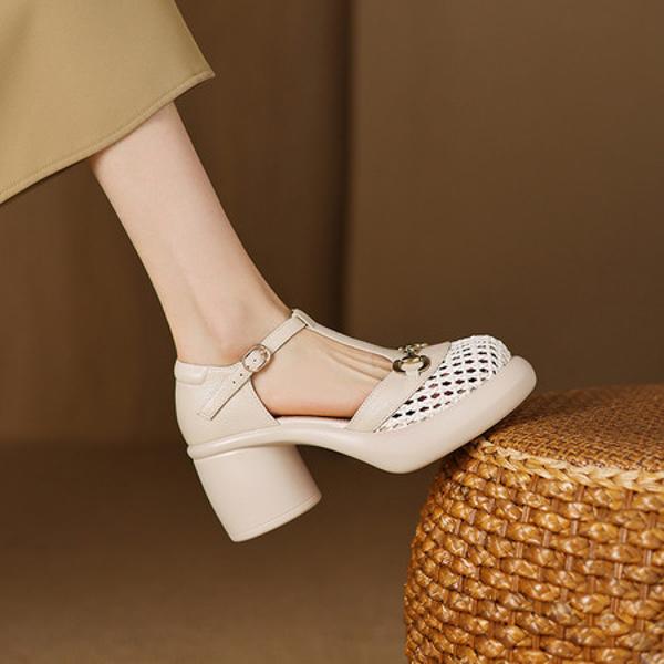 Handcrafted Genuine Leather Women's Shoes – Elegant Luxury with Exquisite Craftsmanship(Easn20182712)