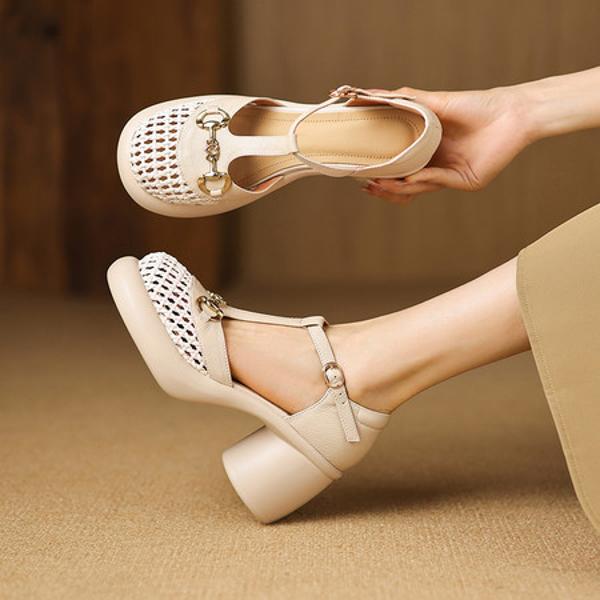 Handcrafted Genuine Leather Women's Shoes – Elegant Luxury with Exquisite Craftsmanship(Easn20182712)