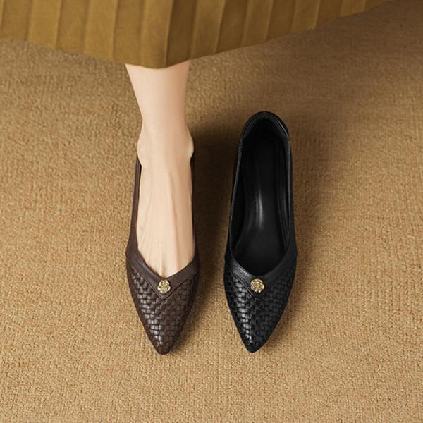 Exquisite Handcrafted Leather Heels: Premium Quality for Elegance(Easn20182826)