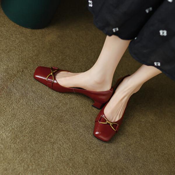 Elegant Handcrafted Genuine Leather Women's Shoes with Luxurious Quality Craftsmanship(EcqiH-95-1)