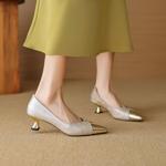 Handcrafted Luxury Genuine Leather Women’s Shoes: Elegance in Every Stitch(EcqiH-3078-B)