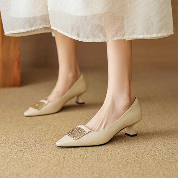 Handcrafted Luxurious Genuine Leather Women's Shoes with Elegant Craftsmanship(EcqiH-3312)