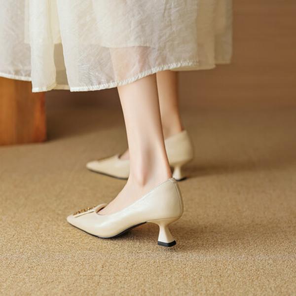 Handcrafted Luxurious Genuine Leather Women's Shoes with Elegant Craftsmanship(EcqiH-3312)