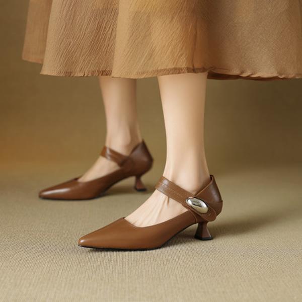 Exquisite Handmade Leather Women's Shoes with Luxurious Craftsmanship(EcqiH-7082)