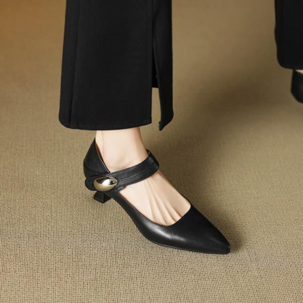 Exquisite Handmade Leather Women's Shoes with Luxurious Craftsmanship(EcqiH-7082)