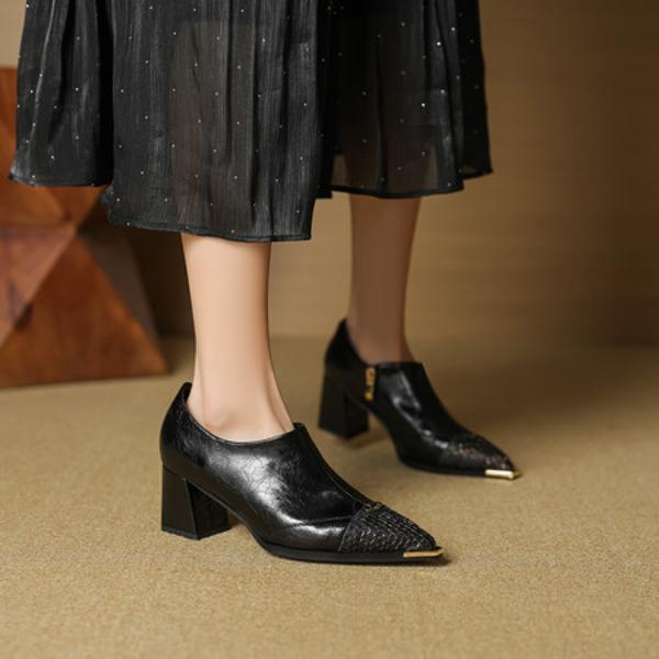 Luxurious Handcrafted Leather Women's Shoes with Exquisite Craftsmanship(EcqiH-7286)