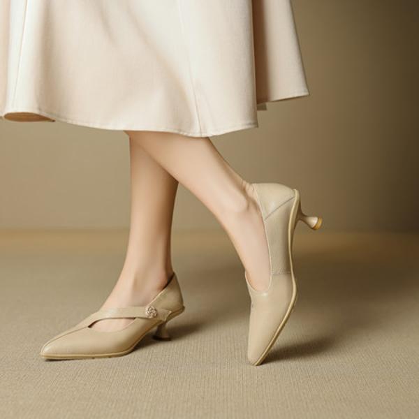 Exquisite Handcrafted Genuine Leather Women's Shoes: Elegance in Every Stitch(EcqiHL-7588)