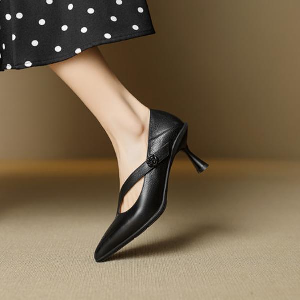 Exquisite Handcrafted Genuine Leather Women's Shoes: Elegance in Every Stitch(EcqiHL-7588)