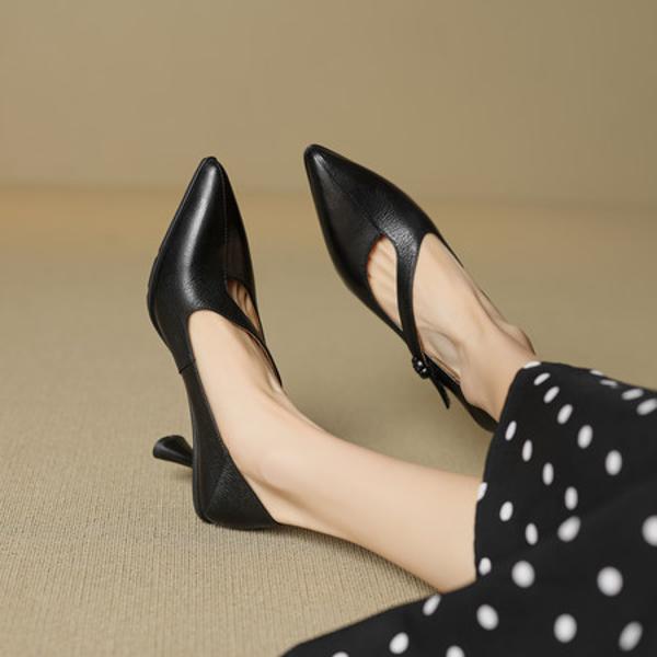 Exquisite Handcrafted Genuine Leather Women's Shoes: Elegance in Every Stitch(EcqiHL-7588)