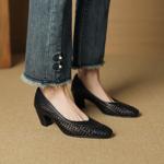 Handcrafted Leather Women's Shoes: Elegant Luxury Craftsmanship(EcqiH-7380)