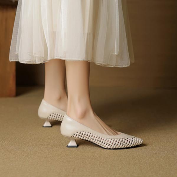 Handcrafted Luxury Leather Women's Shoes - Exquisite Quality(EcqiH-7338-D)