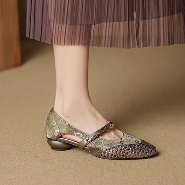 Handcrafted Genuine Leather Women's Shoes - Elegant Luxury Craftsmanship(EcqiHL-7962)