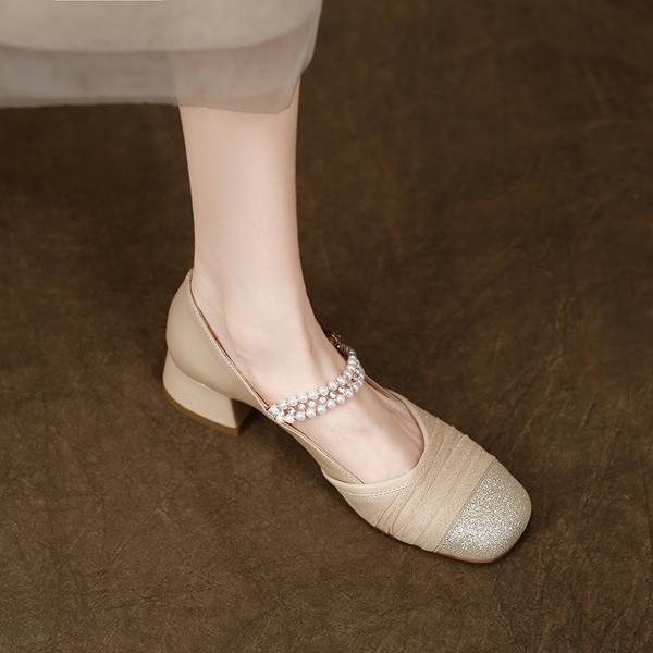 Handcrafted Genuine Leather Pumps: Elegant Luxury Craftsmanship(Edamaijia9186)