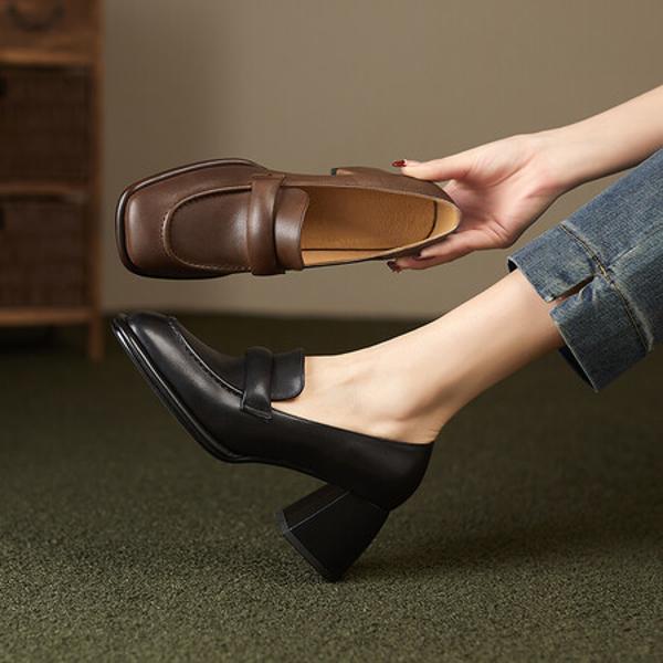 Handcrafted Luxury Leather Women's Shoes for Elegance(Edfmr6383)