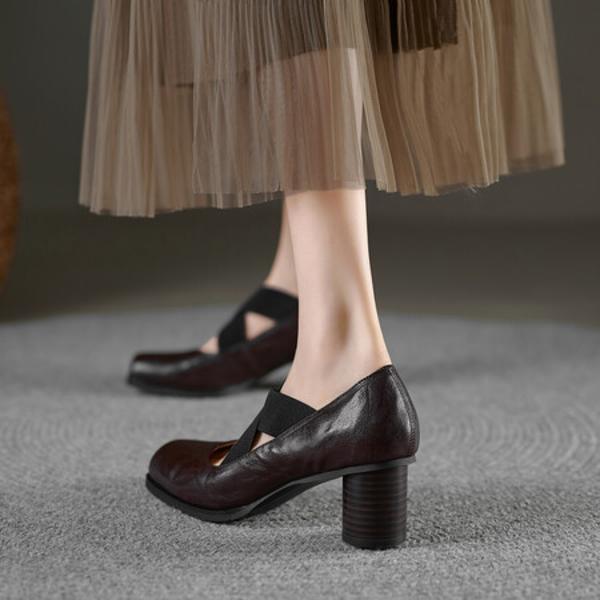 Elegant Handcrafted Genuine Leather Women's Shoes(Edfmr7089)