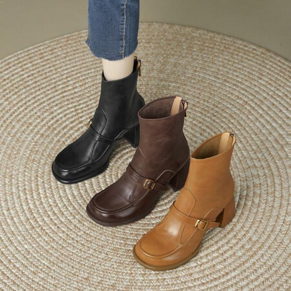 Handcrafted Luxe Leather Women's Shoes: Elegant Artistry & Quality(Edfmr6915)