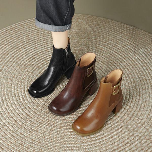 Luxury Handmade Leather Ladies' Shoes: Timeless Elegance(Edfmr7066)