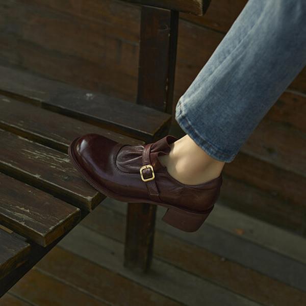 Handcrafted Luxury Leather Women's Shoes for Elegance(Edfmr7365)