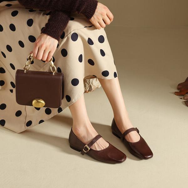 Handcrafted Luxury Leather Ballet Flats for Timeless Elegance(Edfmr789-1)