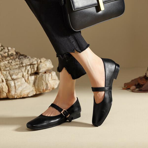 Handcrafted Luxury Leather Ballet Flats for Timeless Elegance(Edfmr789-1)