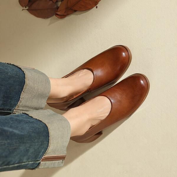 Handcrafted Luxury Leather Women's Shoes: Elegance in Every Stitch(Edfmr8112)