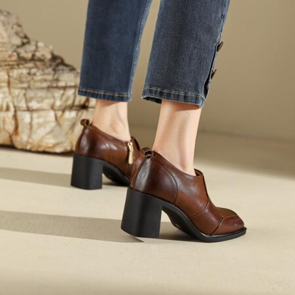 Handcrafted Luxury Leather Women's Shoes: Elegance Through Artisanal Craftsmanship(Edfmr8203)