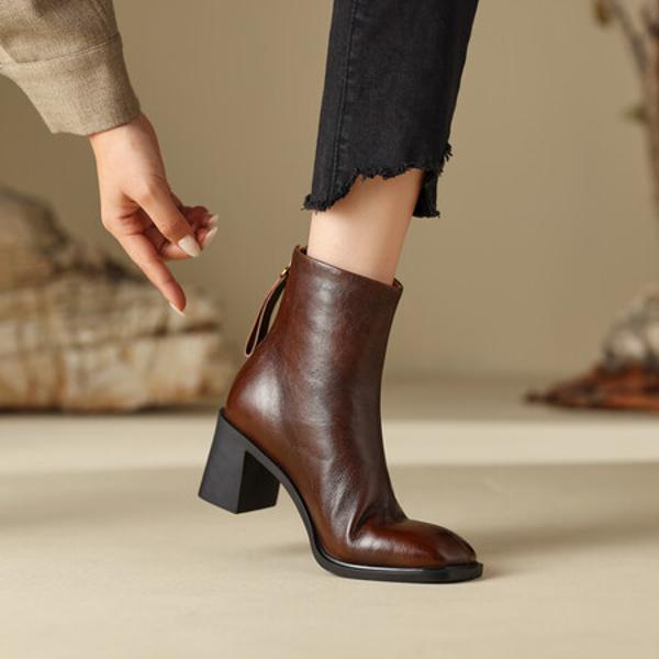 Elegance Redefined: Handcrafted Genuine Leather Women's shoes(Edfmr7968)