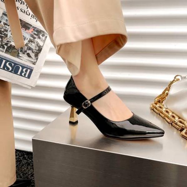Exquisite Handcrafted Leather Heels for Elegant Women(EdslG300-1)