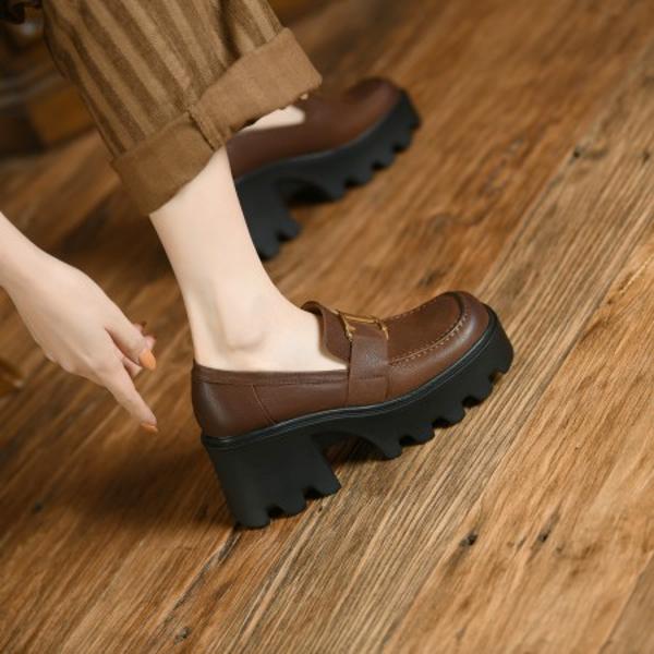 Luxury Handcrafted Genuine Leather Women's Shoes - Elegance in Every Stitch(Egupai88843)