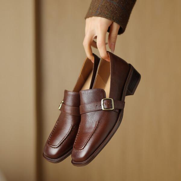 Luxurious Handcrafted Genuine Leather Women's Shoes with Elegance(Egupai8882759)