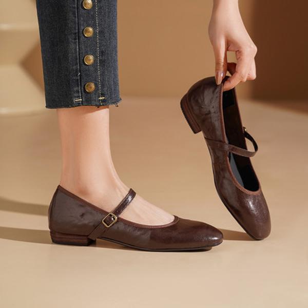 Elegant Handmade Genuine Leather Women's Shoes - Luxurious Craftsmanship(Egupai8883128)