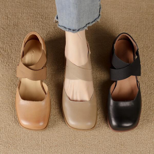 Elegant Handmade Leather Women's Shoes - Luxury Craftsmanship(Etrj220A3585)