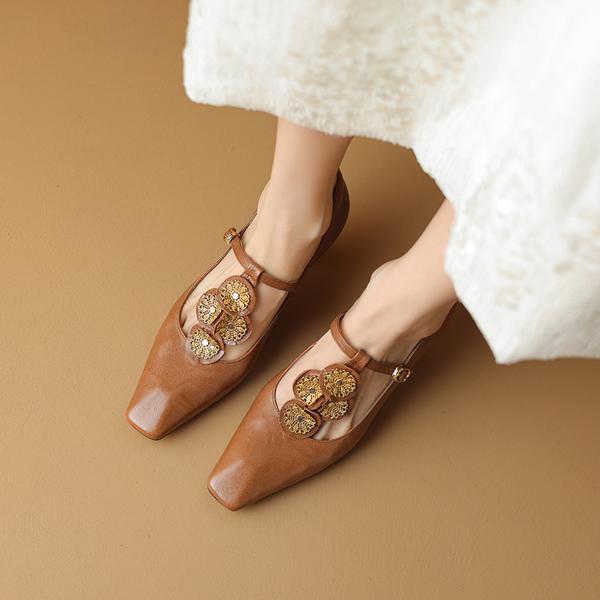 Handcrafted Genuine Leather Women's Shoes - Elegant, Luxurious, and Exquisite Quality.(Etx0863TX445)