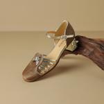 Exquisite Handmade Genuine Leather Women's Shoes for Elegant Luxury.(Etx0863TX489)