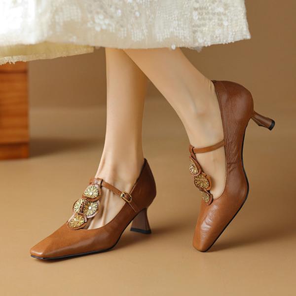 Handmade Luxury Genuine Leather Women's Shoes(Etx0863TX445-6)