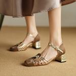 Handcrafted Luxury Leather Women's Shoes with Elegant Craftsmanship(Etx0863TX489-6)