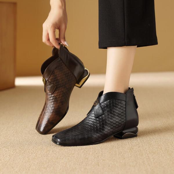 Elegant Handcrafted Genuine Leather Women's Shoes - Luxurious Quality Craftsmanship(Exinyimeik872)